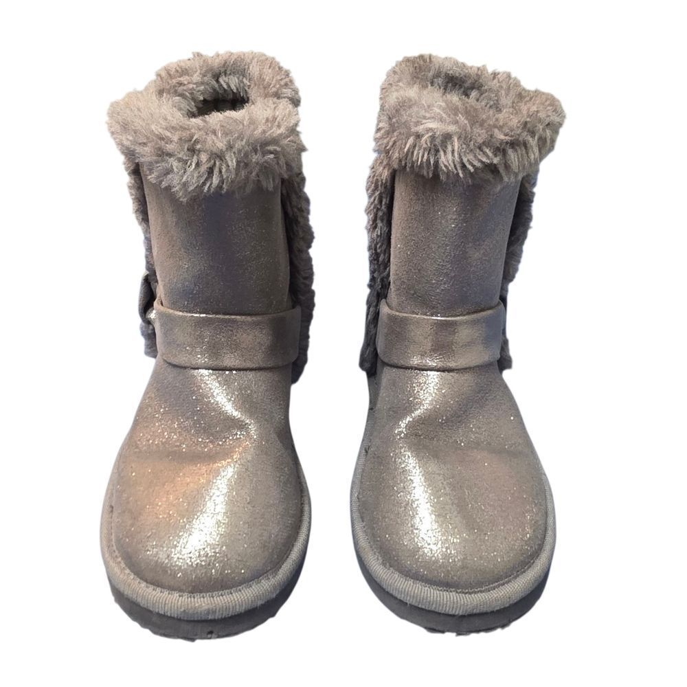 Glittery Silver Fur Lined Boots